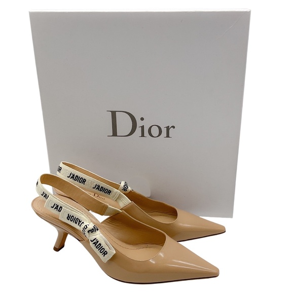 CHRISTIAN DIOR NUDE PATENT RIBBON J'ADIOR SLINGBACK PUMPS - Picture 11 of 11